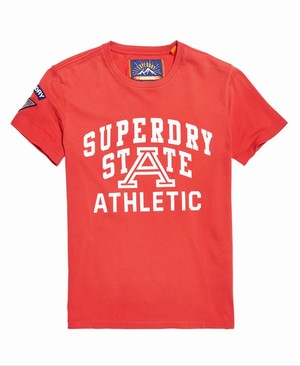 Superdry Upstate Wash Rövidujjú Férfi Pólók Piros | BHXAY5603